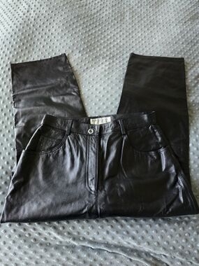 VTG Tower Hill Collection Genuine Leather Pants Black Cropped Pants Sz 12